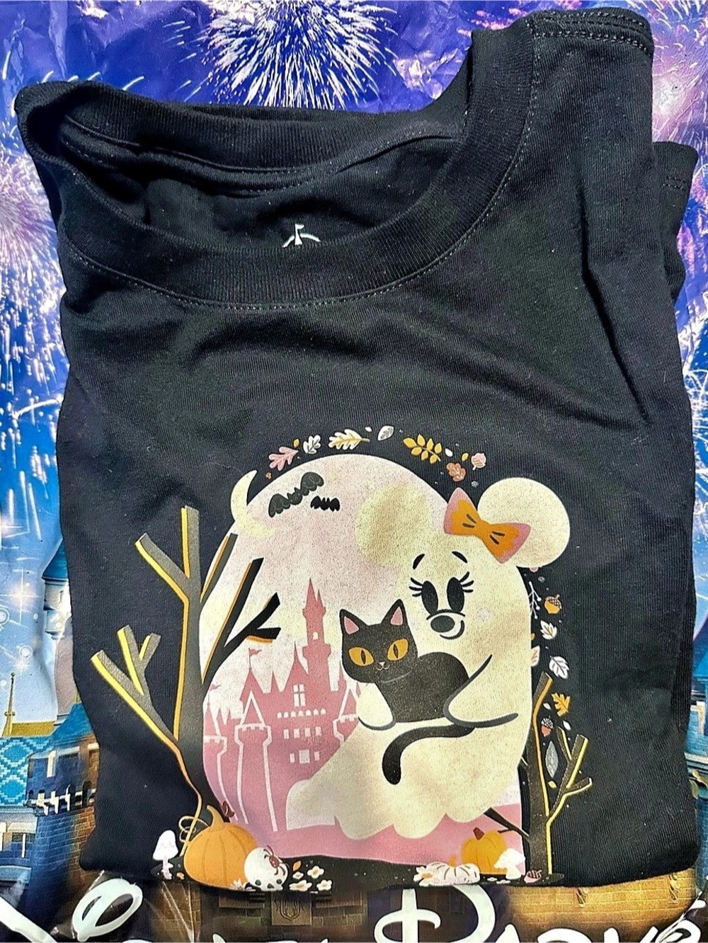 Disney Parks Halloween Minnie Mouse Ghost Shirt Boo-tiful Cat Adult Large L NWT